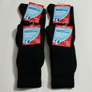 NEW 4 Pair Women's Black Diabetic Crew Socks